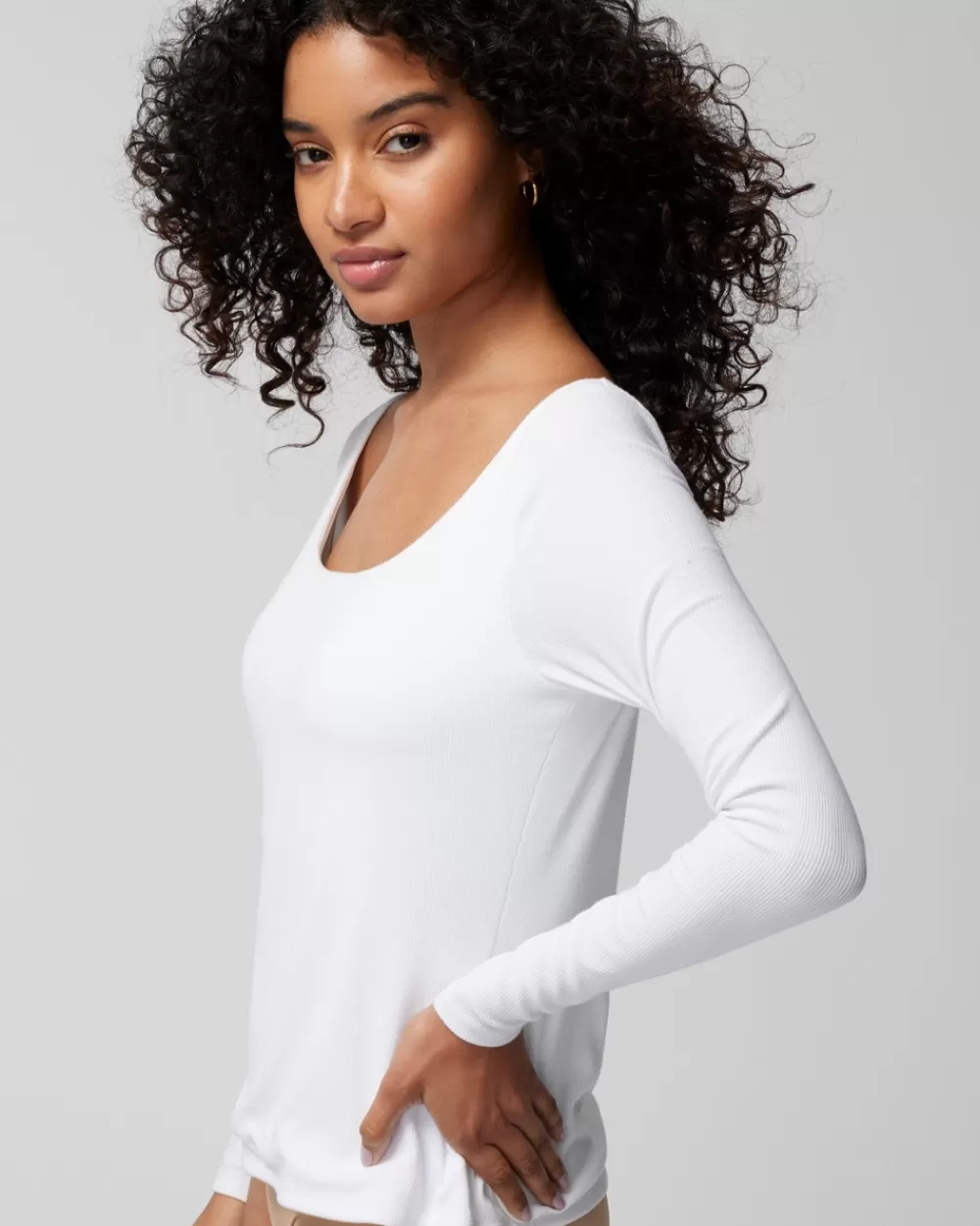 Soma Body Ribbed Long-Sleeve Scoop-Neck Bra Top< Bottoms | Tops & Bodysuits