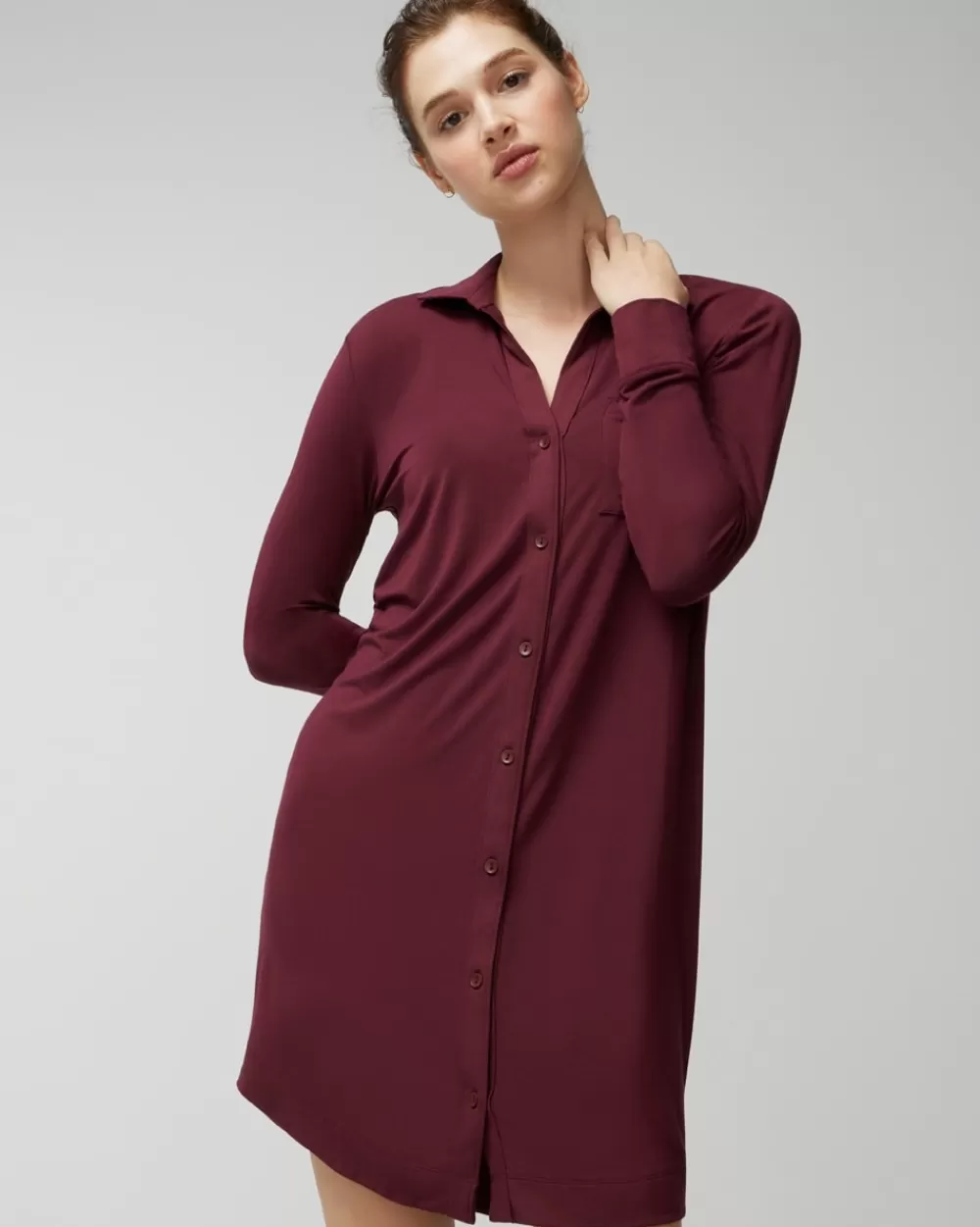 Soma Cool Nights Button-Front Sleepshirt< Mix & Match Pajamas