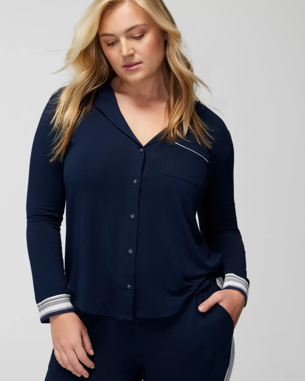 Soma Cool Nights High-Low Long-Sleeve Notch Collar Top< Mix & Match Pajamas