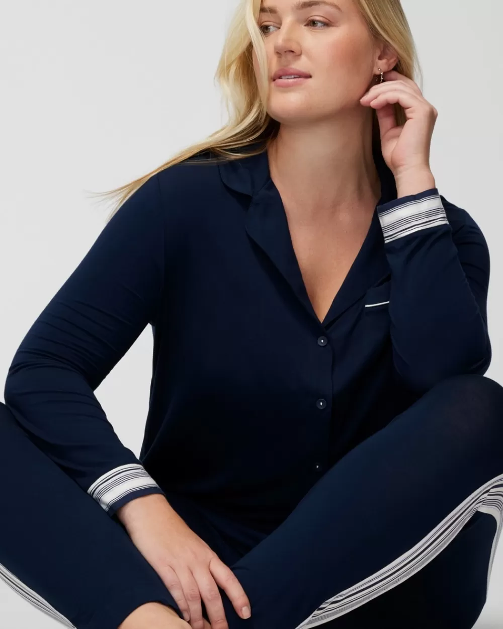 Soma Cool Nights High-Low Long-Sleeve Notch Collar Top< Mix & Match Pajamas