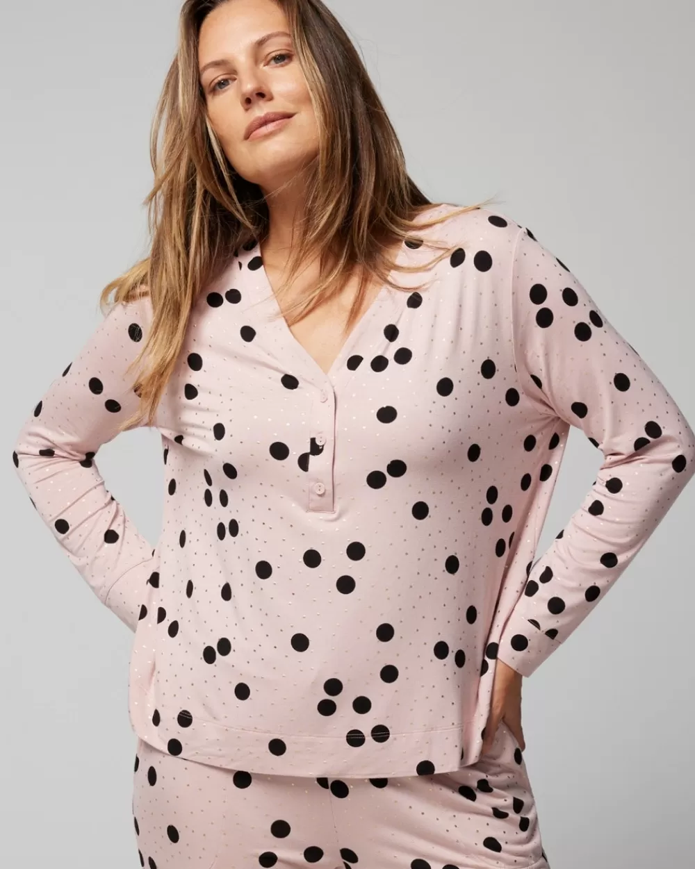 Soma Cool Nights Long-Sleeve Henley Pajama Top< Mix & Match Pajamas