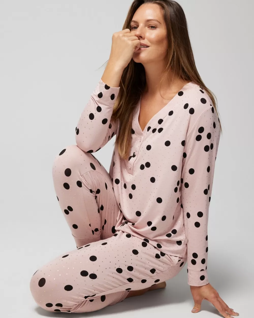 Soma Cool Nights Long-Sleeve Henley Pajama Top< Mix & Match Pajamas