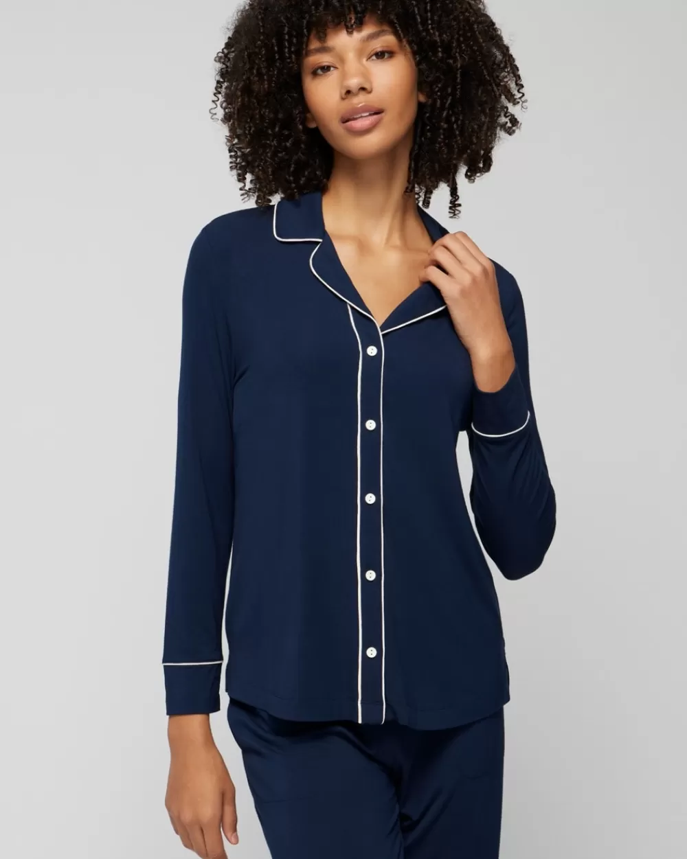 Soma Cool Nights Long-Sleeve Notch Collar Top< Mix & Match Pajamas