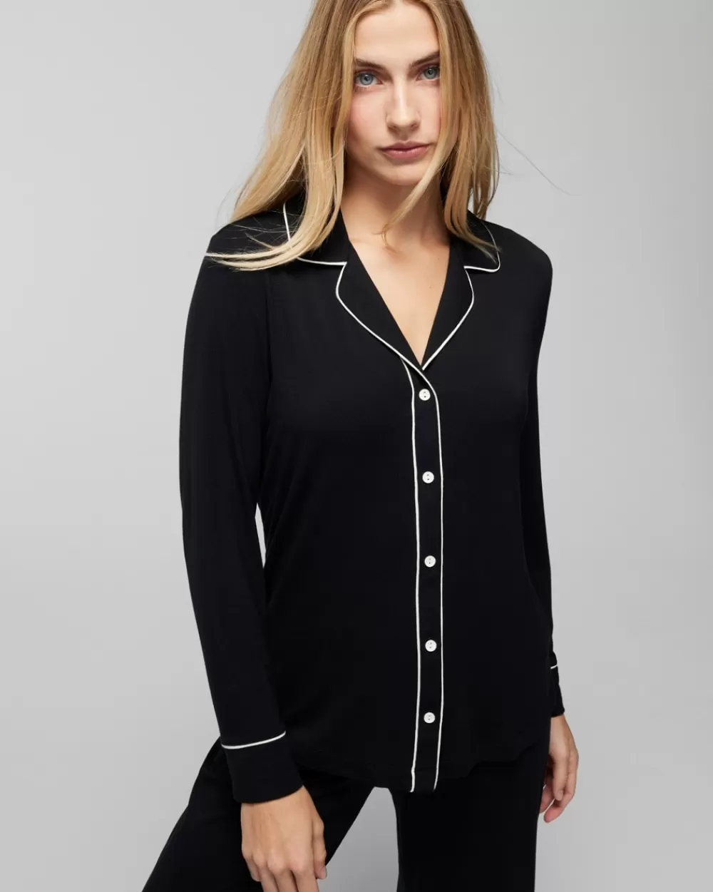 Soma Cool Nights Long-Sleeve Notch Collar Top< Cool Nights