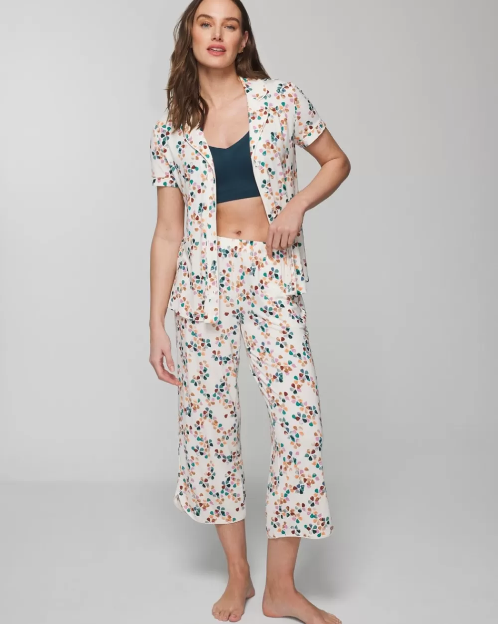 Soma Cool Nights Printed Short-Sleeve Notch Collar< Pajama Bottoms | Pajama Tops