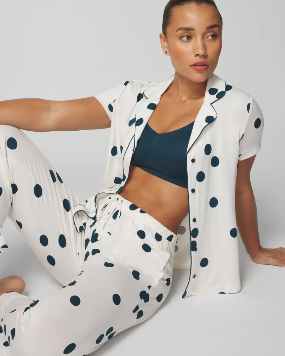 Soma Cool Nights Printed Short-Sleeve Notch Collar< Pajama Bottoms | Pajama Tops