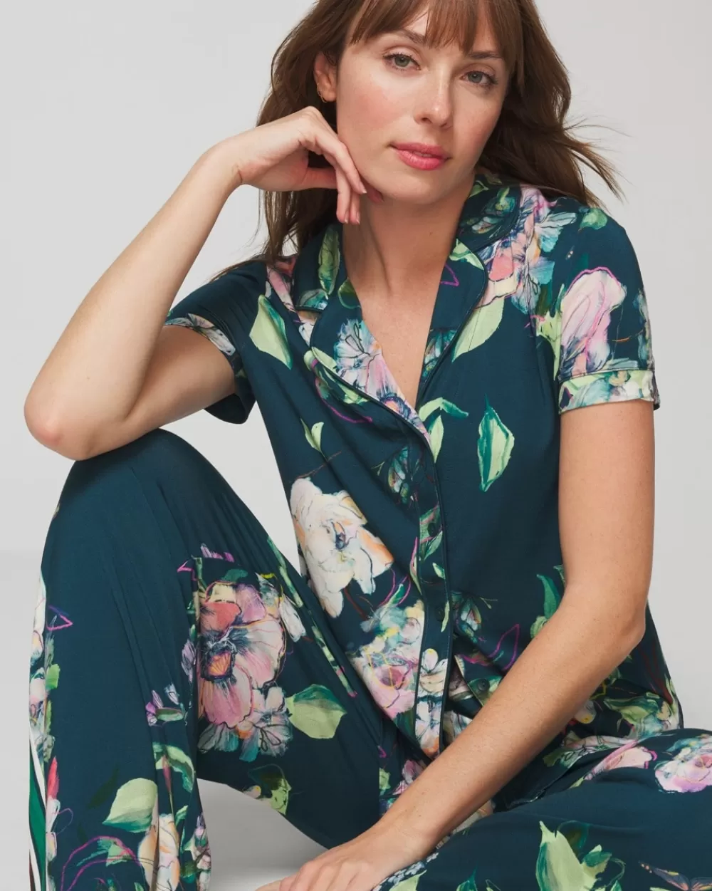 Soma Cool Nights Printed Short-Sleeve Notch Collar< Pajama Tops | Matching Sets & Separates