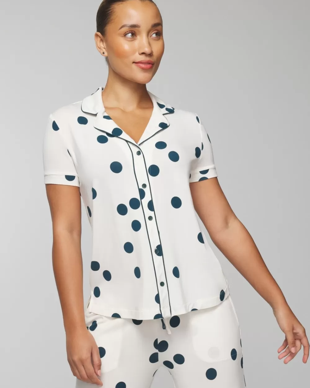 Soma Cool Nights Printed Short-Sleeve Notch Collar< Cool Nights