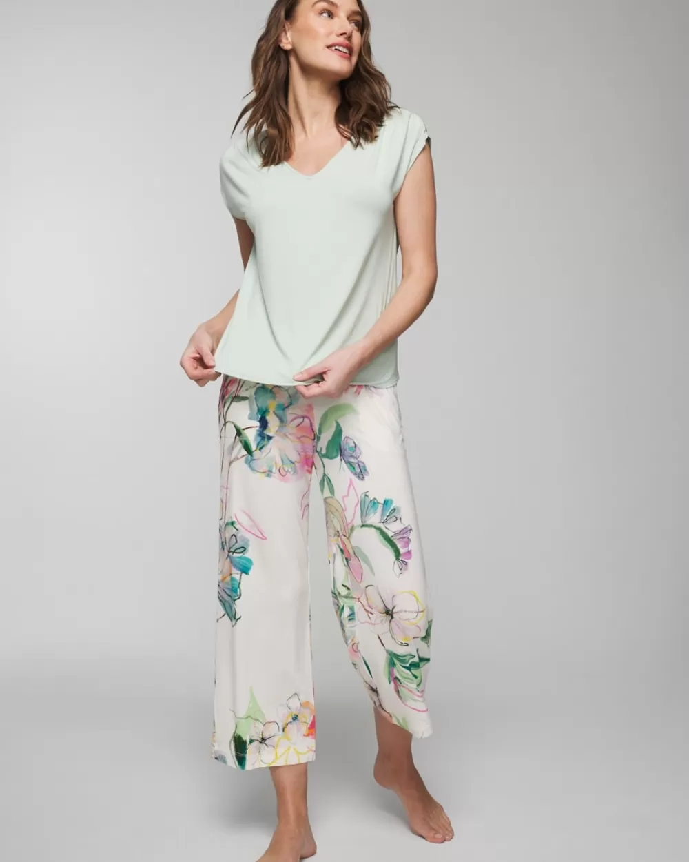 Soma Cool Nights Ruched Short-Sleeve Tee< Pajama Bottoms | Pajama Tops