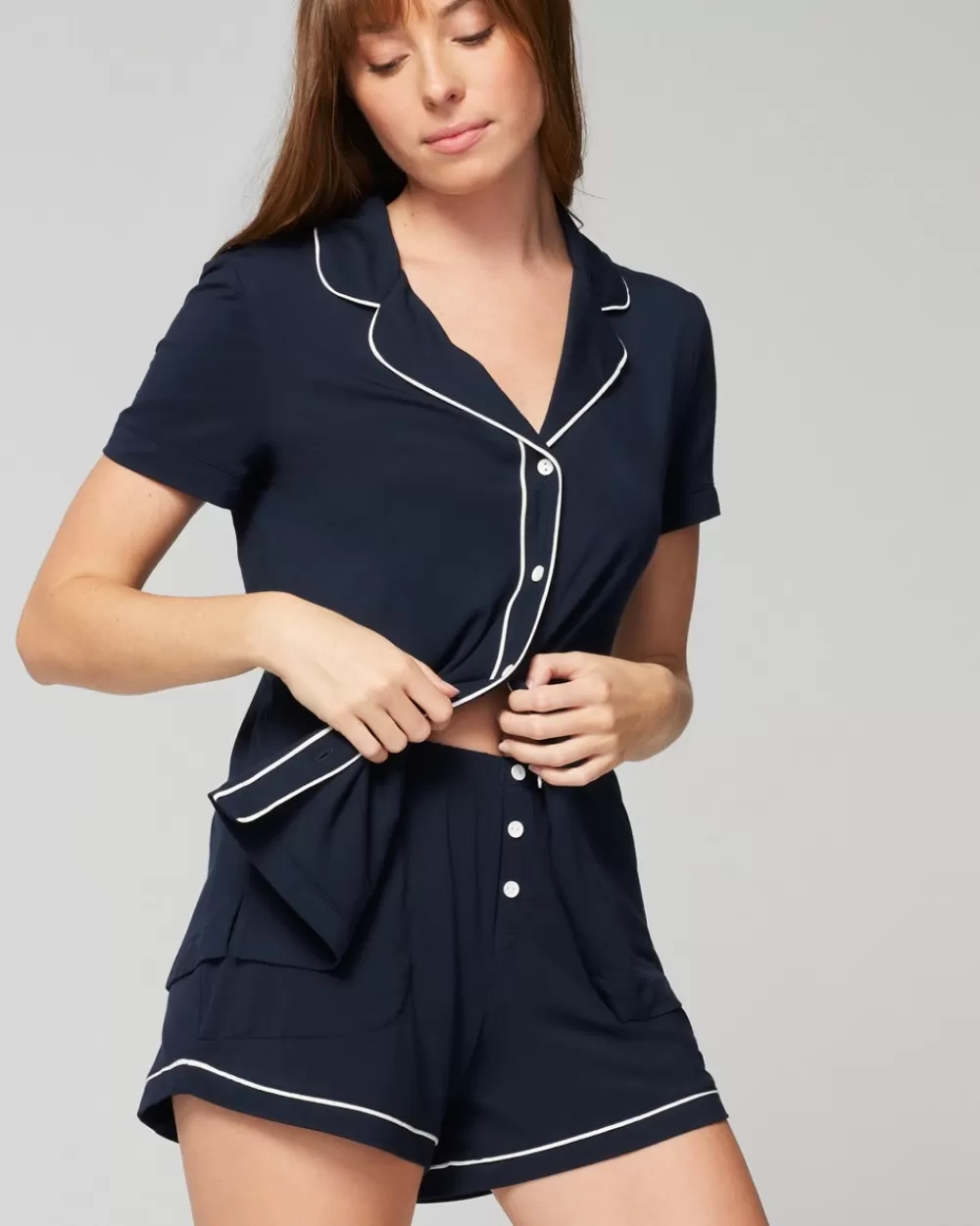 Soma Cool Nights Solid Piped Pajama Shorts< Mix & Match Pajamas