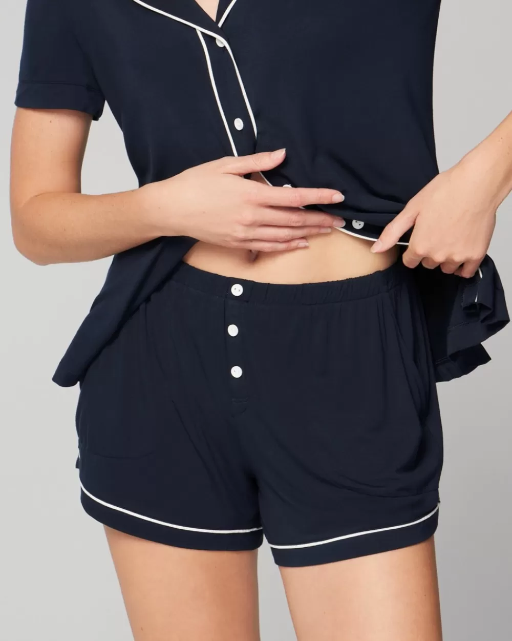 Soma Cool Nights Solid Piped Pajama Shorts< Mix & Match Pajamas