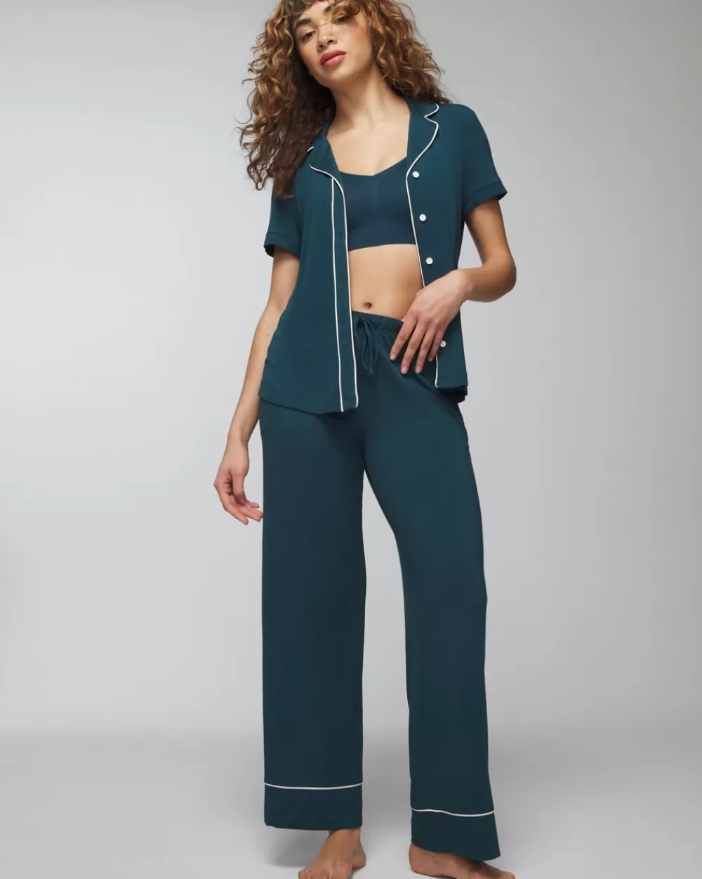 Soma Cool Nights Solid Short-Sleeve Notch Collar< Pajama Bottoms | Pajama Tops