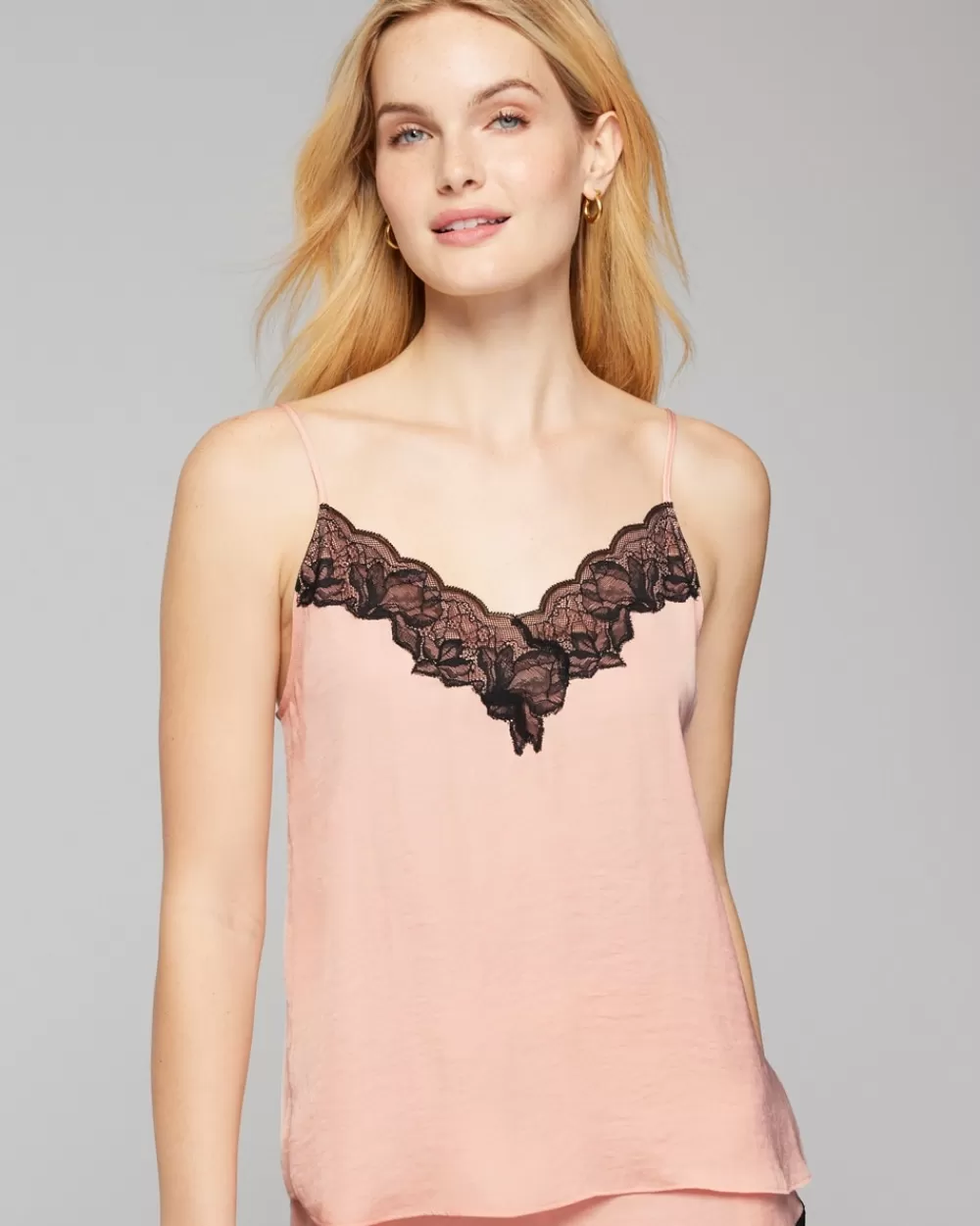 Soma Crinkle Satin Lace-Trim Cami< Lingerie