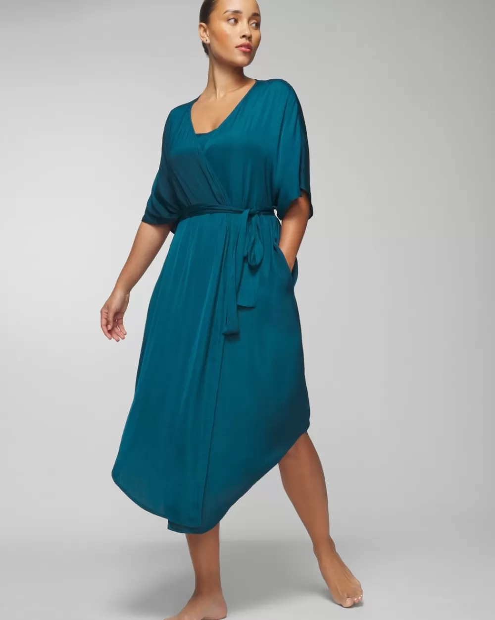 Soma Crinkle Satin Midi Robe< Slippers & Accessories | Robes