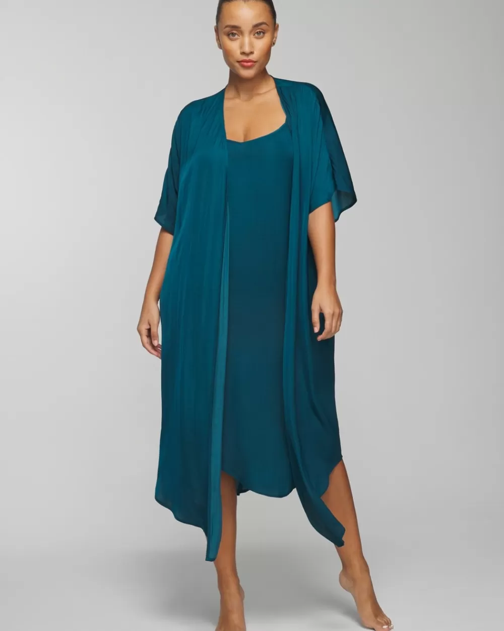 Soma Crinkle Satin Midi Robe< Slippers & Accessories | Robes