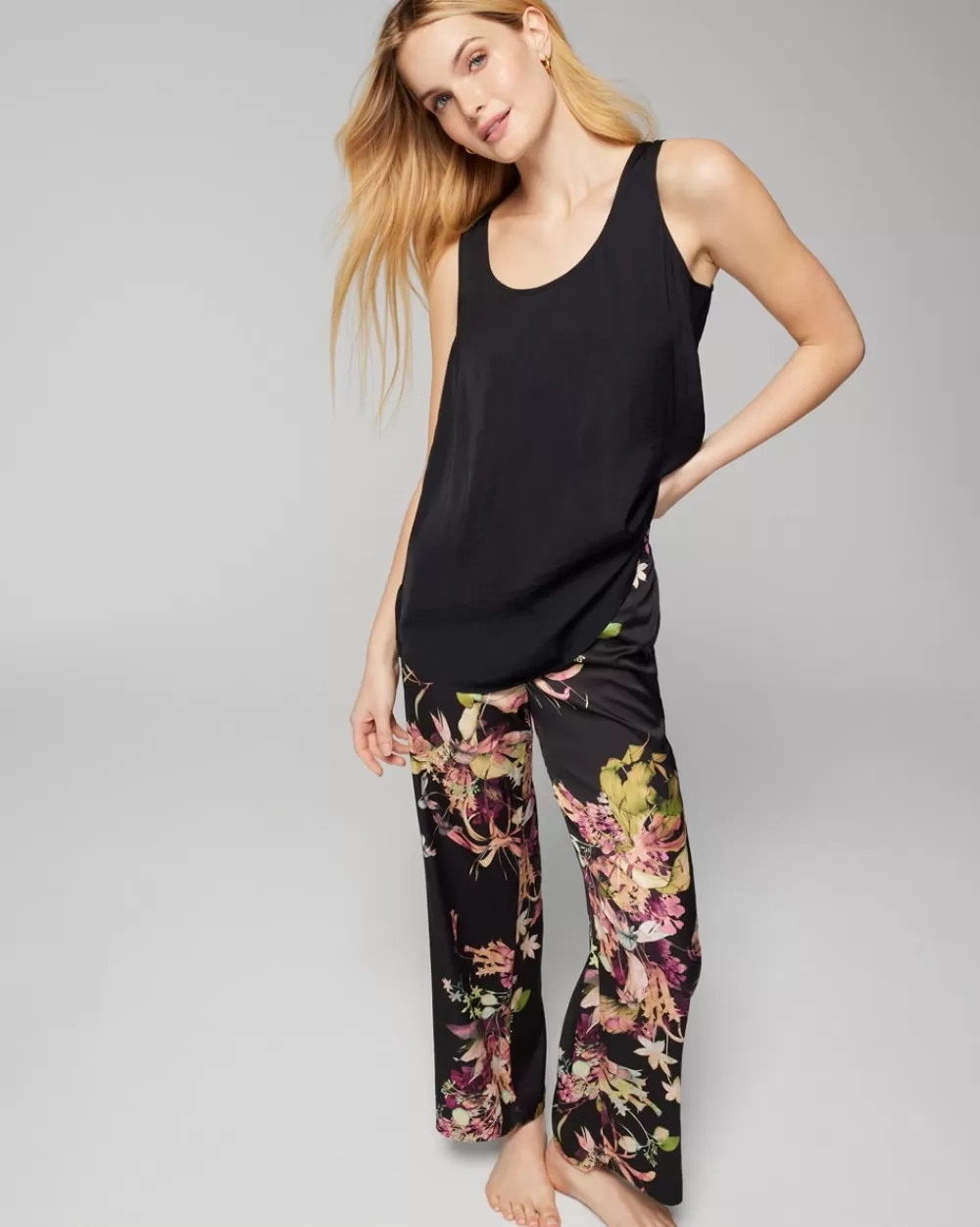 Soma Crinkle Satin Tank< Pajama Bottoms | Pajama Tops