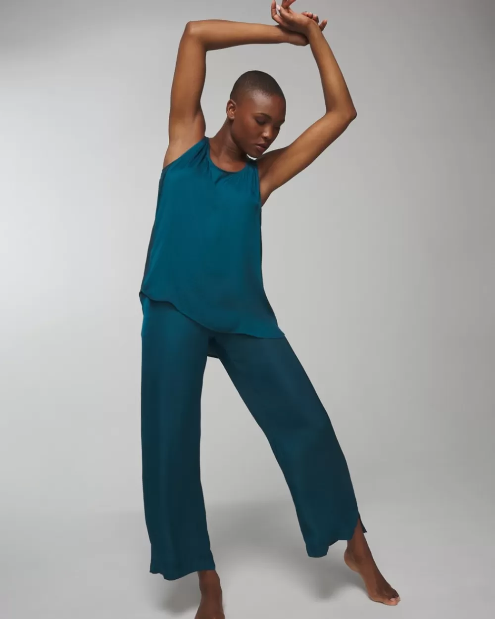 Soma Crinkle Satin Tank< Pajama Bottoms | Pajama Tops