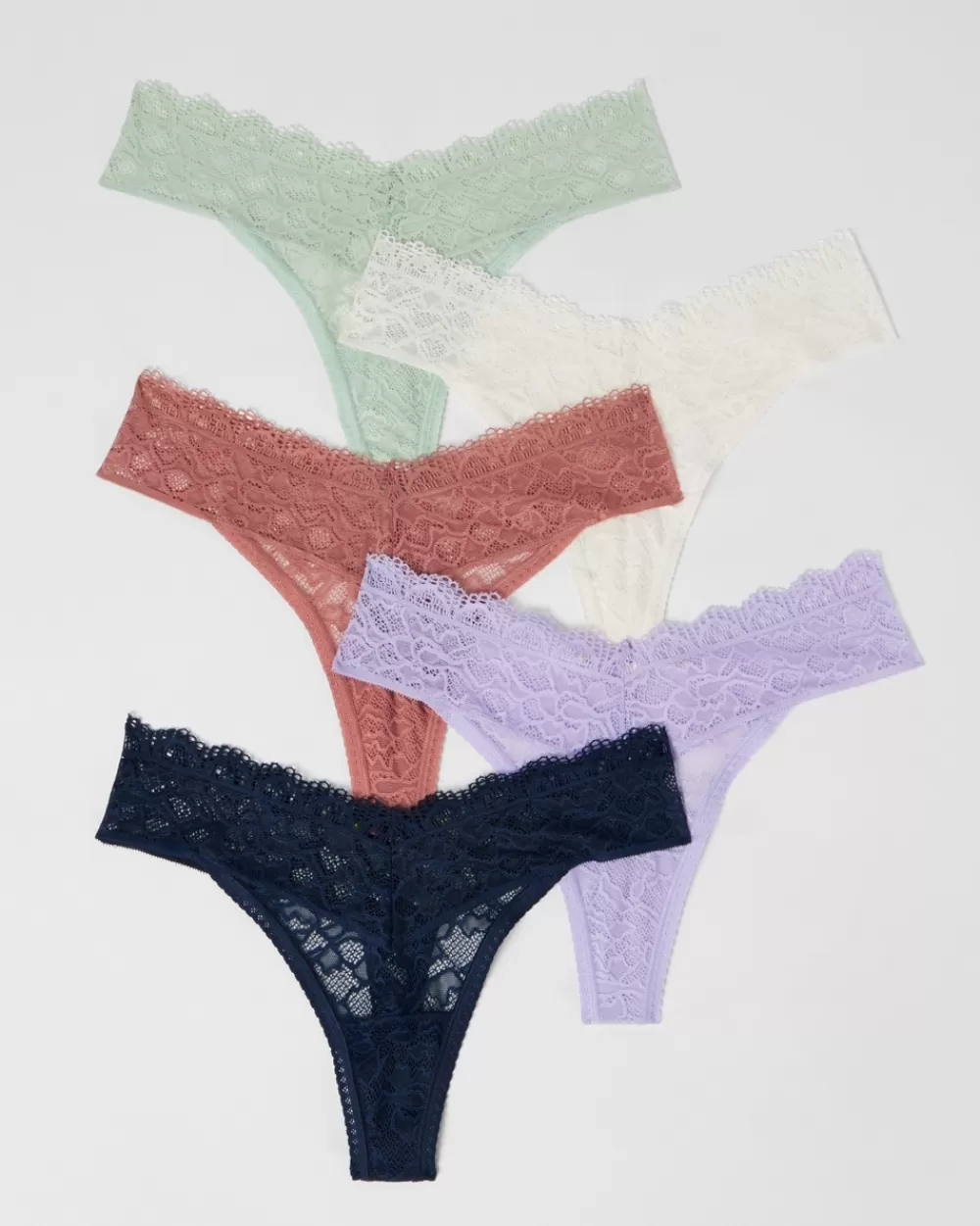 Soma Embraceable Enchanting All-Over Lace Thong 5- Pack< Embraceable