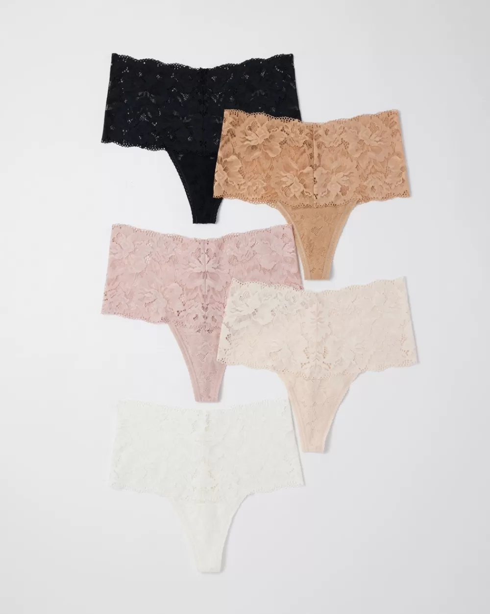 Soma Embraceable Signature All-Over Lace Retro Thong 5-Pack< Embraceable