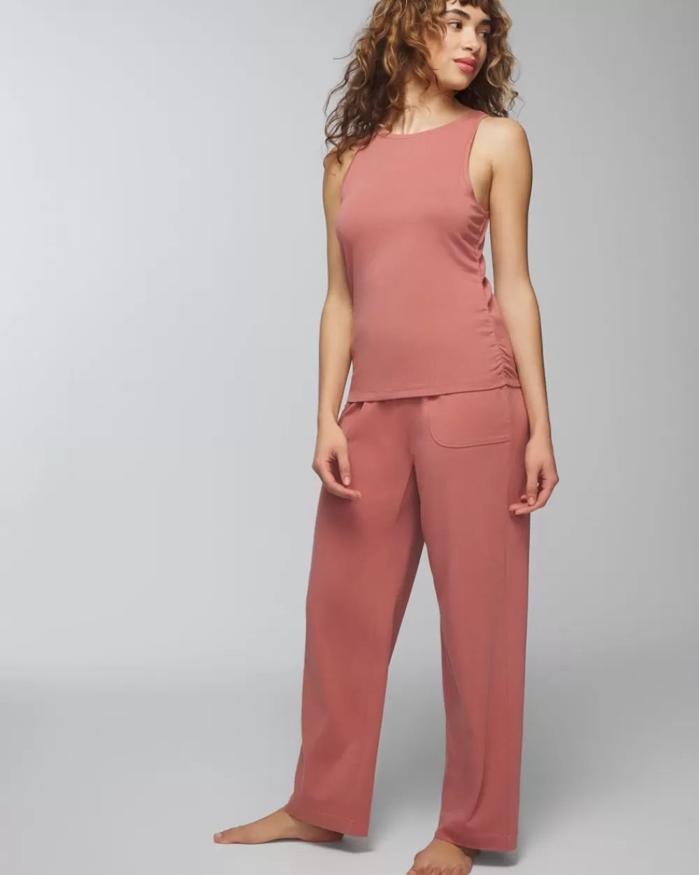 Soma Most-Loved Cotton Shirred Side Tank< Pajama Bottoms | Pajama Tops