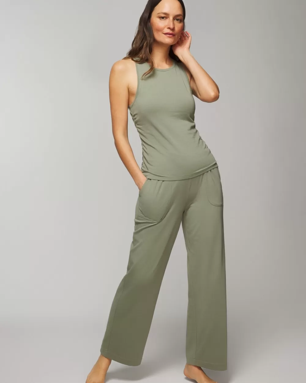 Soma Most-Loved Cotton Shirred Side Tank< Pajama Bottoms | Pajama Tops