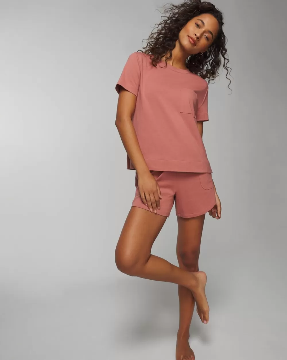 Soma Most-Loved Cotton Short-Sleeve Pocket Tee< Pajama Bottoms | Pajama Tops