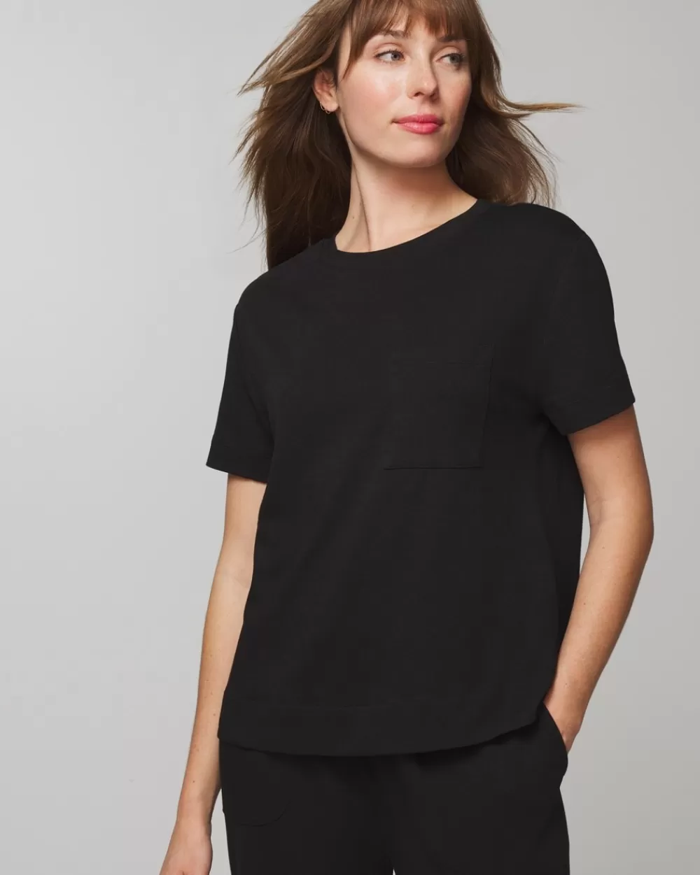 Soma Most-Loved Cotton Short-Sleeve Pocket Tee< Pajama Bottoms | Pajama Tops