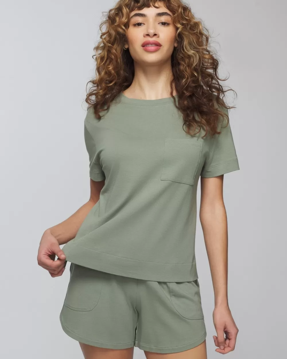 Soma Most-Loved Cotton Short-Sleeve Pocket Tee< Pajama Bottoms | Pajama Tops