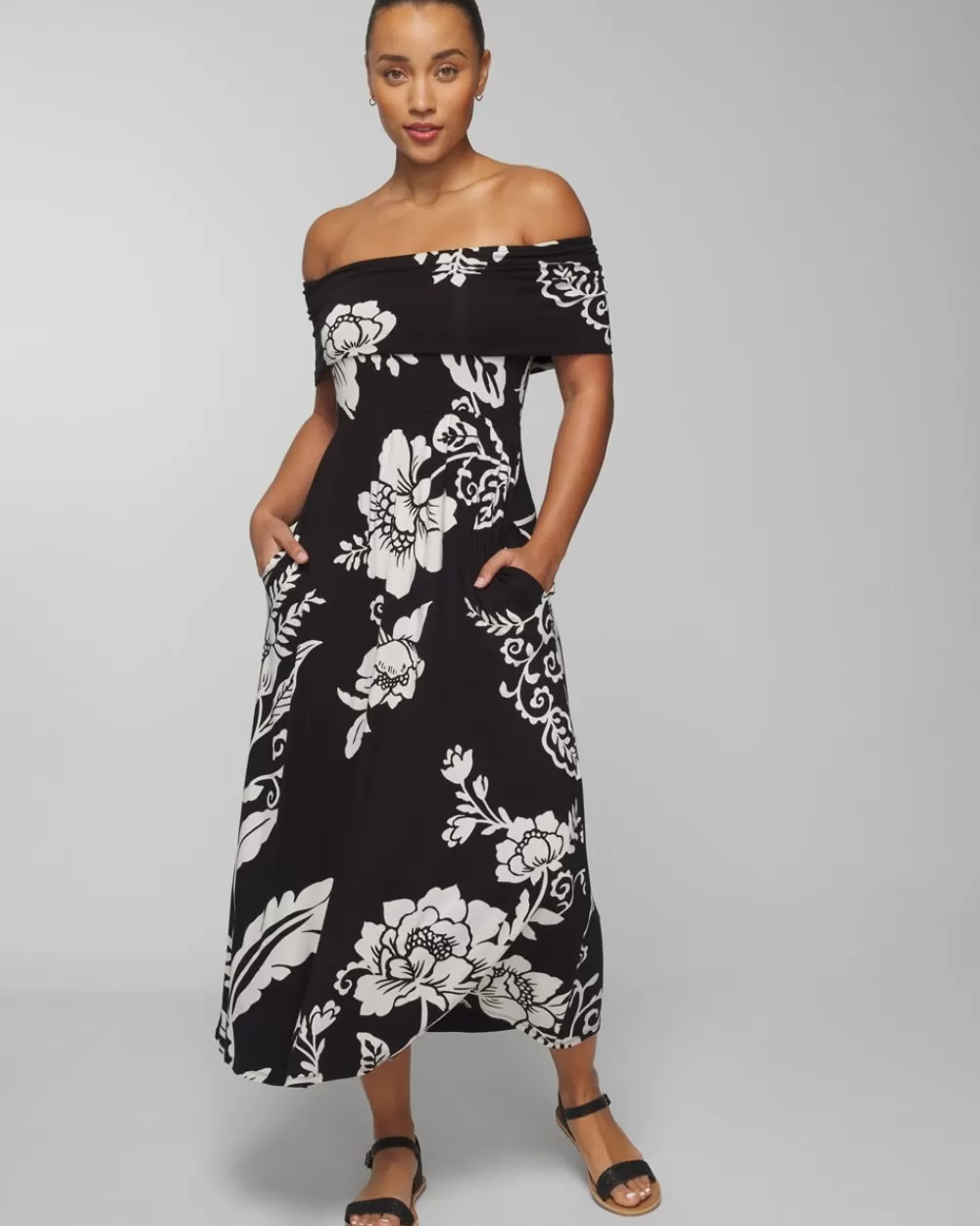 Soma Soft Jersey Off-The-Shoulder Midi Bra Dress< Midi Dresses | Long Dresses