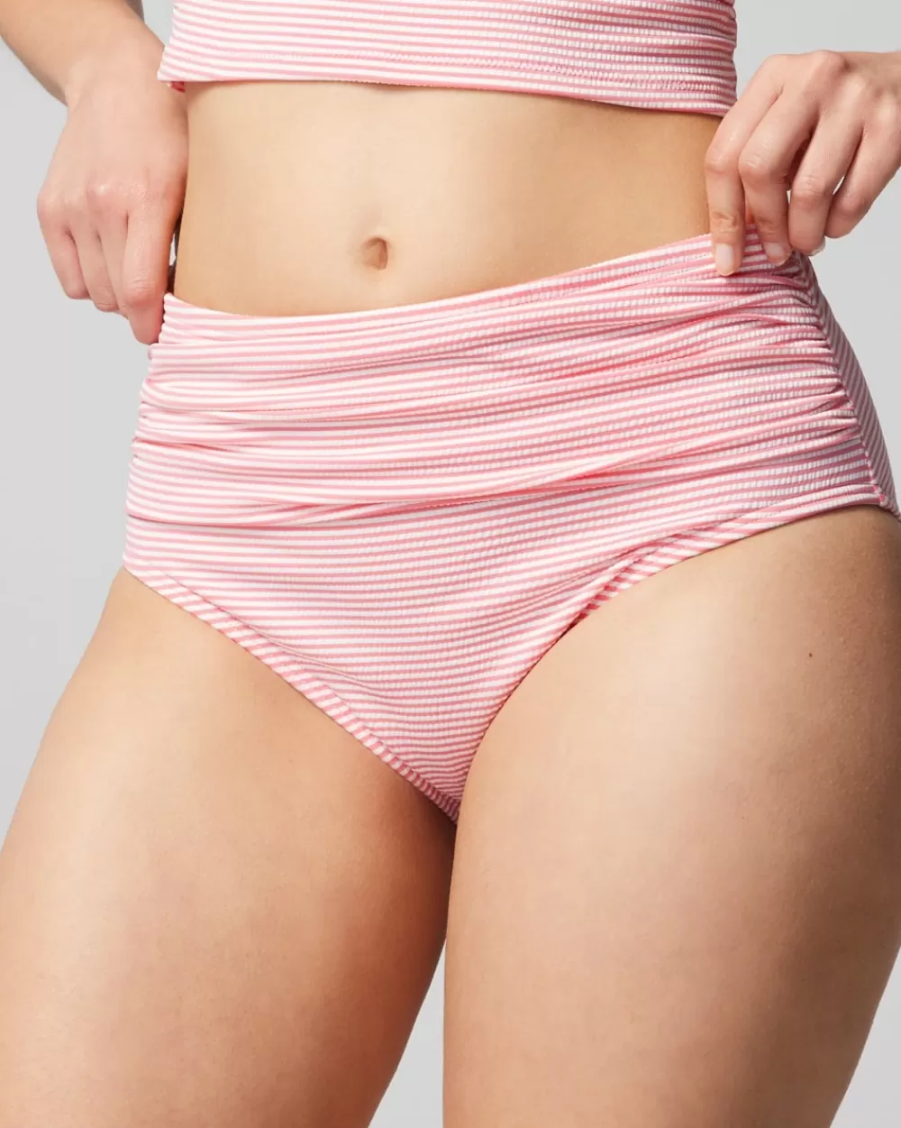 Soma Swim Seersucker High-Waist Bottoms< Swim Bottoms | Swim Tops