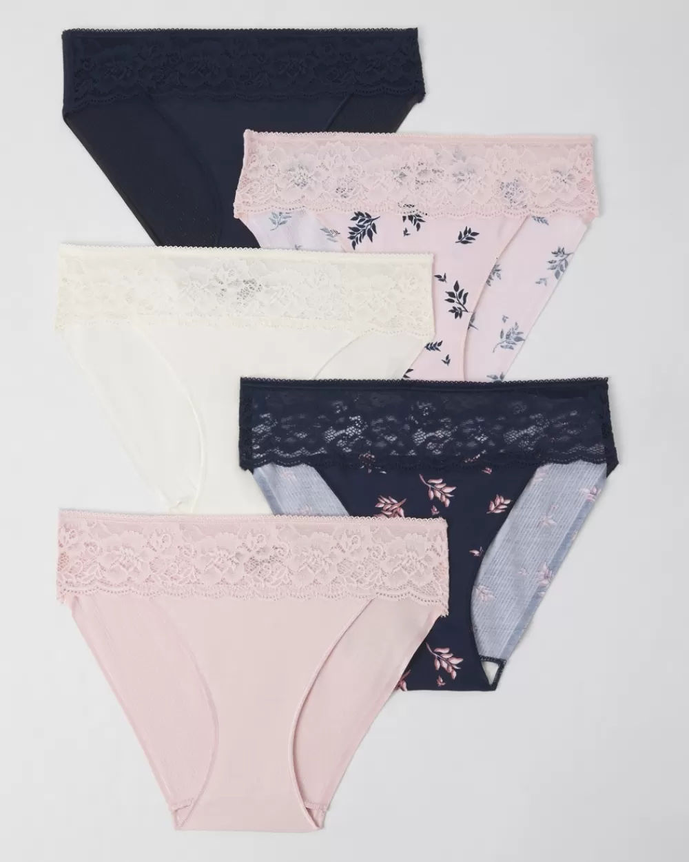 Soma Vanishing Edge Cotton Blend With Lace Hipster 5-Pack< Panties