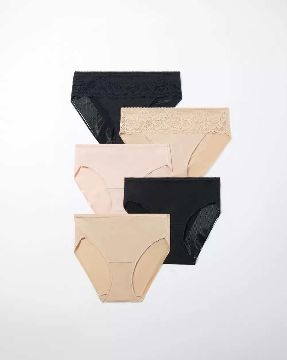 Soma Vanishing Edge Microfiber and Lace Hipster 5-Pack< Vanishing | Panty Packs