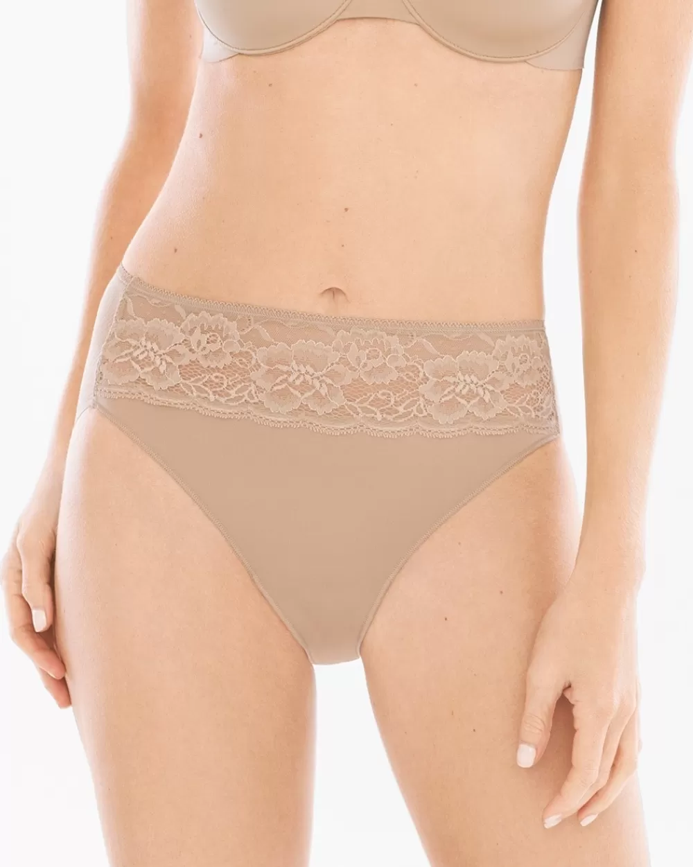 Soma Vanishing Edge Microfiber High-Leg Briefs with Lace 5 Pack< Panties