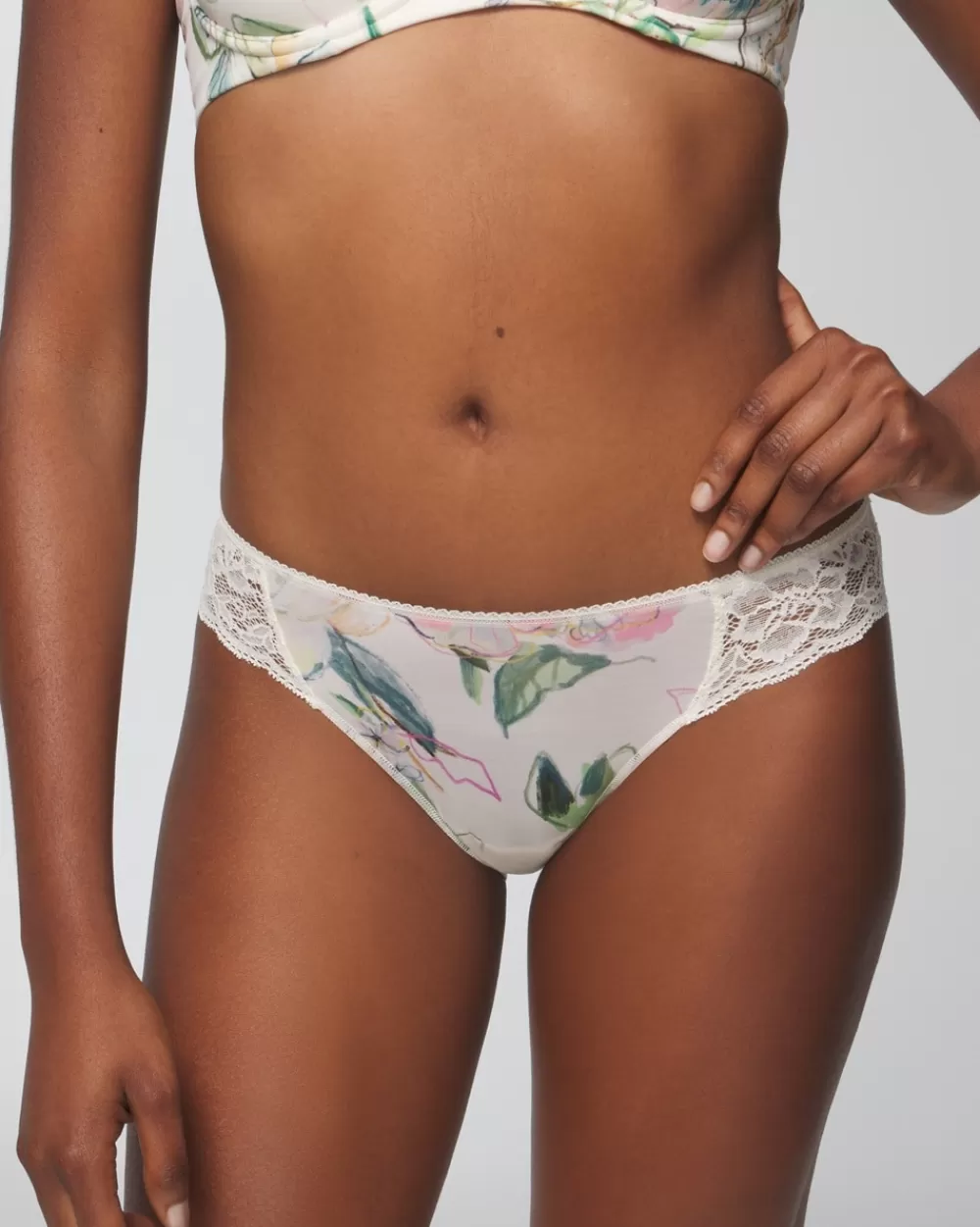 Soma Vanishing Edge Microfiber with Lace Bikini< Panties