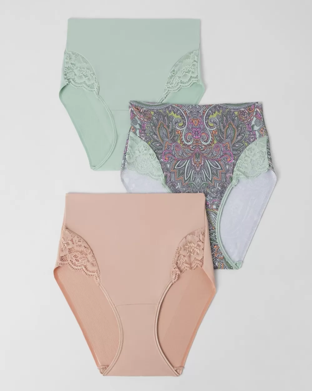 Soma Vanishing Tummy Retro Brief with Lace 3-Pack< Vanishing | Panty Packs